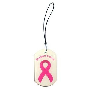 Dog Tag Pendant with Cell Phone Charm - Single Sided Imprint and Dome