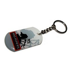 Dog Tag Pendant / Charm on Key Chain (Double Sided Imprint and Dome)