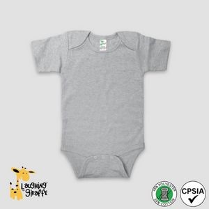 Baby Short Sleeve Bodysuit Heather Gray 65% Polyester 35% Cotton- Laughing Giraffe®
