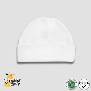 Baby Beanie Hats White 65% Polyester 35% Cotton- Laughing Giraffe