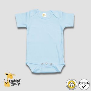 Baby Short Sleeve Bodysuit Pastel Blue, Pink Premium 100% Cotton- Laughing Giraffe®