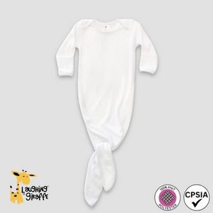 Baby Knotted Sleep Gowns with Mitten Cuffs - White - 100% Polyester - Laughing Giraffe