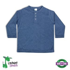 Baby L/S Henley T-Shirts Denim Heather 65% Polyester 35% Cotton- Laughing Giraffe®