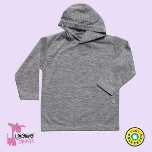 Baby Long Sleeve Pullover Hoodie Heather Gray Tee 100% Polyester - Laughing Giraffe®