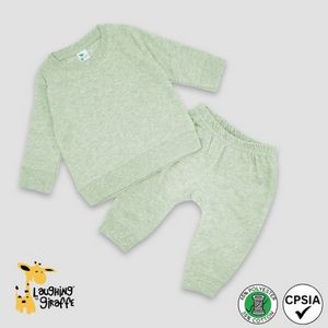 Baby Sweatsuits Sage Heather 65% Polyester/35% Cotton- Laughing Giraffe®