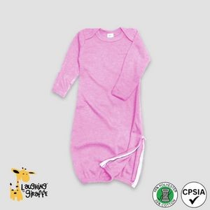 Baby Sleep Gown w/Side Zipper & Mittens Cotton Candy 65% Polyester 35% Cotton- Laughing Giraffe