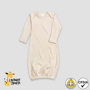 Baby L/S Lap Sleep Gown w/Mittens Natural Premium 100% Cotton- Laughing Giraffe