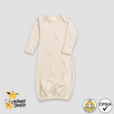 Baby L/S Lap Sleep Gown w/Mittens Natural Premium 100% Cotton- Laughing Giraffe®