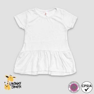 Toddler Short Sleeve Peplum Tops - White - 100% Polyester - Laughing Giraffe®