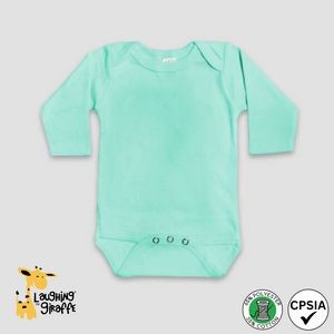 Baby Long Sleeve Bodysuit Mint 65% Polyester 35% Cotton- Laughing Giraffe®