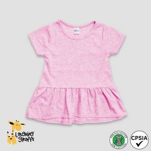 Baby Short Sleeve Peplum Top Cotton Candy Pink 65% Polyester 35% Cotton- Laughing Giraffe®