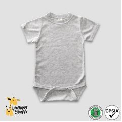 Baby Short Sleeve Crew Neck Bodysuit Heather Gray 65% Polyester 35% Cotton- Laughing Giraffe®