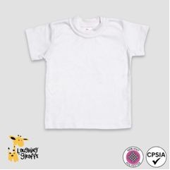 Baby Crew Neck T-Shirts White 100% Polyester- Laughing Giraffe