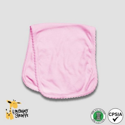 Baby 2-PLY Scallop Trim Burp Cloth Pink 65% Polyester 35% Cotton- Laughing Giraffe®