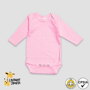 Baby Long Sleeve Bodysuits - Pink - Premium 100% Cotton - Laughing Giraffe®