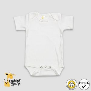 Baby Short Sleeve Bodysuits - White - 100% Premium Cotton - Laughing Giraffe®
