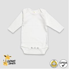 Baby Long Sleeve Bodysuits - White - Premium 100% Cotton - Laughing Giraffe®