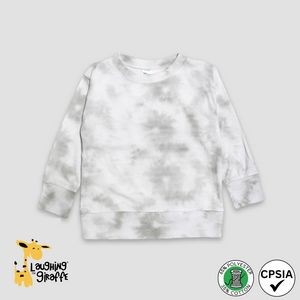 Toddler Long Sleeve Pullover White Smoke T Shirt 65% Polyester/35% Cotton- Laughing Giraffe®