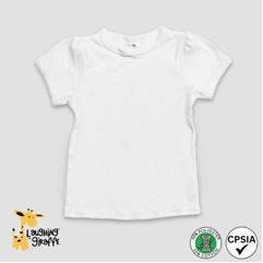 Baby Girls T-Shirts with Scallop Trim - White - Polyester-Cotton Blend - Laughing Giraffe®