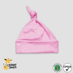 Baby Knotted Beanie Hat Cotton Candy Pink 65% Polyester 35% Cotton- Laughing Giraffe
