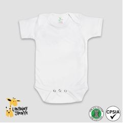 Baby Short Sleeve Bodysuit White 65% Polyester 35% Cotton- Laughing Giraffe®