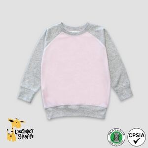 Toddler Raglan Pullover T-Shirts - Pink/Heather - Polyester/Cotton Blend - Laughing Giraffe®