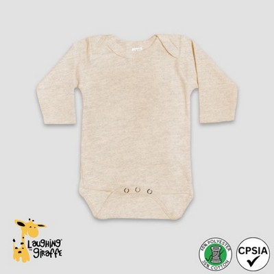 Baby Long Sleeve Bodysuit Oatmeal 65% Polyester 35% Cotton- Laughing Giraffe®