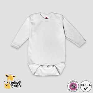 Baby Long Sleeve Bodysuit White 100% Polyester- Laughing Giraffe®