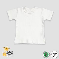 Baby Crew Neck T-Shirts - White - Polyester-Cotton Blend - Laughing Giraffe