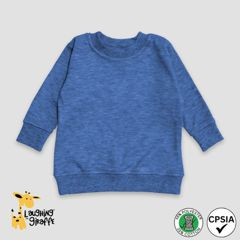 Baby Long Sleeve Pullover Denim Heather T Shirt 65% Polyester/35% Cotton- Laughing Giraffe®