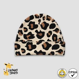 Baby Beanie Hats - Leopard Print - Premium 100% Cotton - Laughing Giraffe