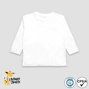 Toddler L/S Crew Neck T-Shirts White 100% CottonLite- Laughing Giraffe®