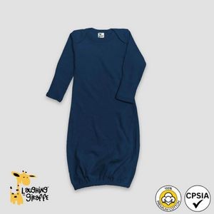 Baby L/S Lap Sleep Gown w/Mittens Black or Navy Premium 100% Cotton- Laughing Giraffe