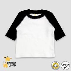 Baby Raglan T-Shirts White/Black 100% Cotton- Laughing Giraffe