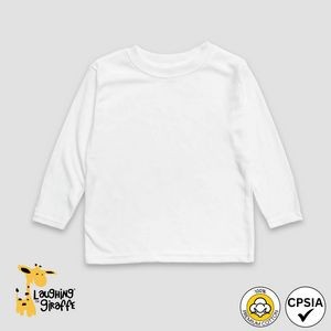 Toddler Long Sleeve T-Shirts - White - Premium 100% Cotton - Laughing Giraffe®