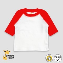 Baby Raglan T-Shirts White/Red 100% Cotton- Laughing Giraffe®