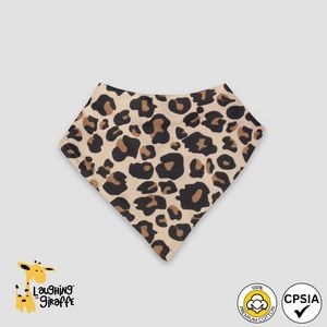 Baby 2-PLY Bandana Bib Leopard Print Premium 100% Cotton- Laughing Giraffe