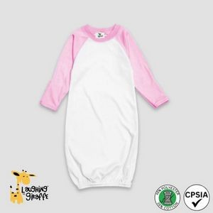 Baby Raglan Sleep Gown w/Mittens 65% Polyester 35% Cotton Blend - Laughing Giraffe