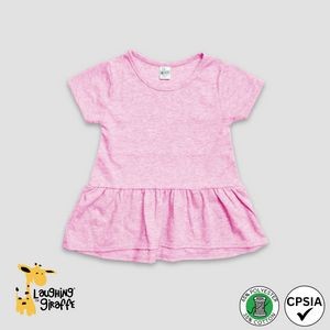 Toddler Short Sleeve Peplum Top Cotton Candy Pink 65% Polyester 35% Cotton- Laughing Giraffe®