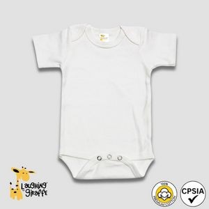 Baby Short Sleeves Bodysuits - White - Premium 100% Cotton - Laughing Giraffe®