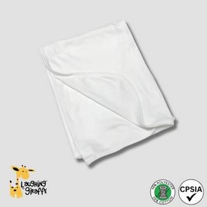 Baby Receiving Blanket - White - 65% Polyester / 35% Cotton Blend - Laughing Giraffe®