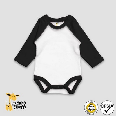 Baby Raglan Bodysuits - White/Black - Premium 100% Cotton - Laughing Giraffe®