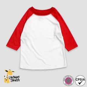 Toddler Raglan T-Shirts - 3/4 Sleeve Baseball Tee - White/Red - 100% Polyester - Laughing Giraffe®