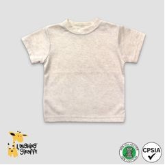 Baby S/S Crew Neck T-Shirts Oatmeal 65% Polyester 35% Cotton- Laughing Giraffe