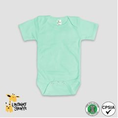 Baby Short Sleeve Bodysuit Mint 65% Polyester 35% Cotton- Laughing Giraffe