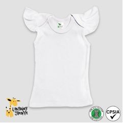 Baby Girls Tops with Flutter Angel Sleeves - White - Polyester-Cotton Blend - Laughing Giraffe®