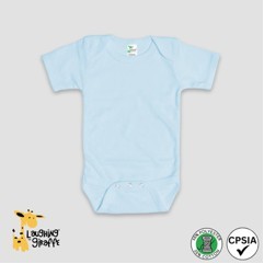 Baby Short Sleeve Bodysuits Pastel Blue 65% Polyester 35% Cotton- Laughing Giraffe®