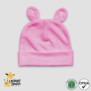 Baby Bear Ears Beanie Hats Cotton Candy Pink 65% Polyester 35% Cotton- Laughing Giraffe®