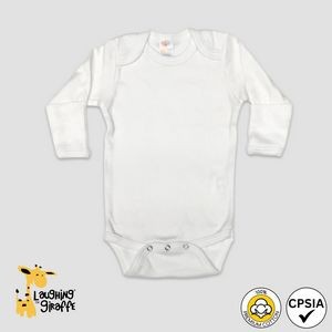 Baby L/S Bodysuit w/ Mittens Fold White 100% Cotton- Laughing Giraffe®