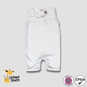 Baby Sleeveless Rompers - White - 100% Polyester - Laughing Giraffe®